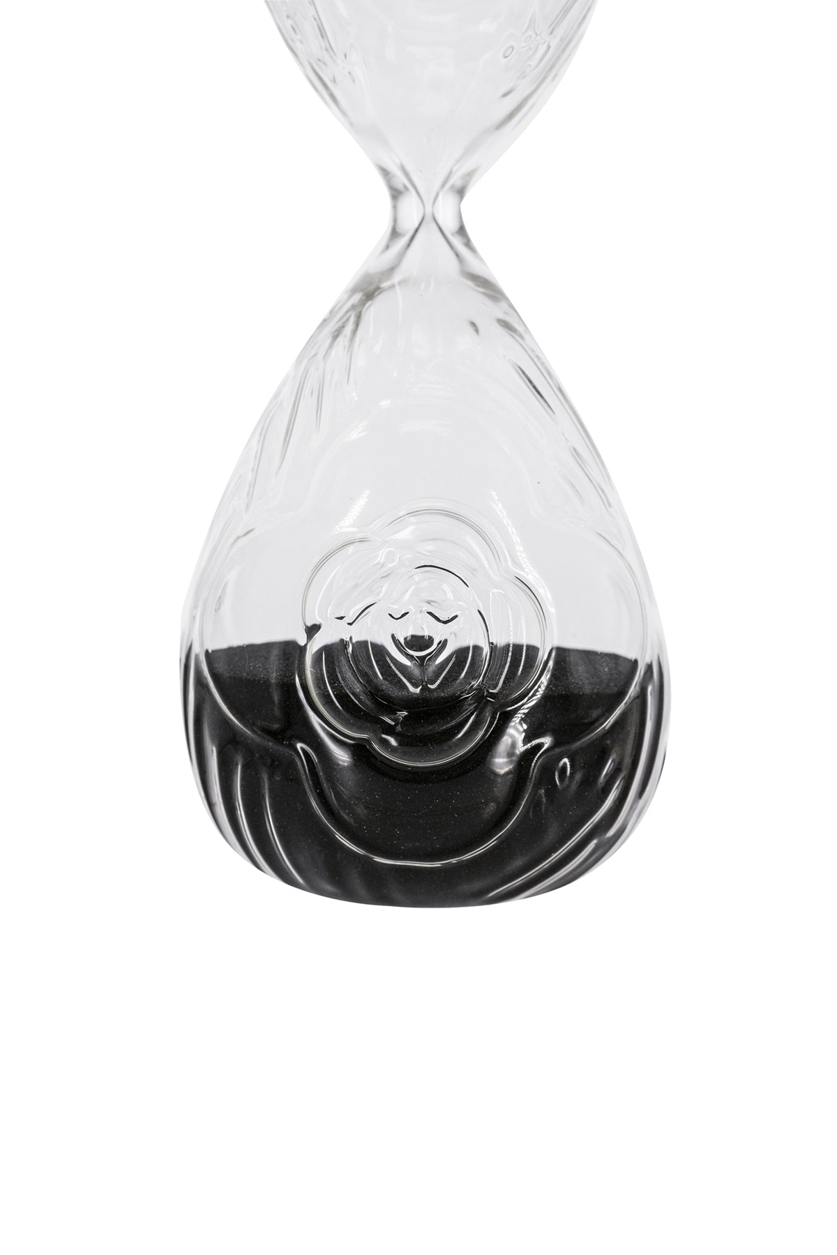 3.9" x 10" Decorative 45-Minute Hourglass with Clear Embossed Rose & Black Sand, Decorative Tabletop Ornament