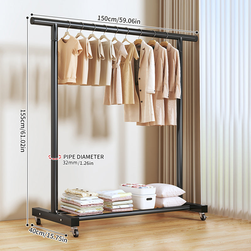 Coat Rack,Dress Up Storage, Freestanding Garment Organizer with Top Rod and Storage Bottom Shelf Space-Saving for Bedroom Home
