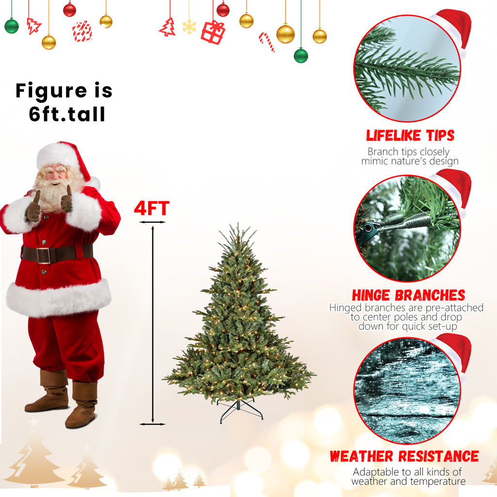 Natural-Looking Artificial Christmas Tree - Hinged Spruce Douglas Fir, PE+PVC Material, Christmas & New Year Party Decoration