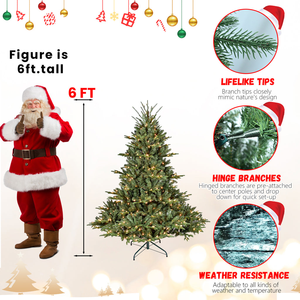 Natural-Looking Artificial Christmas Tree - Hinged Spruce Douglas Fir, PE+PVC Material, Christmas & New Year Party Decoration