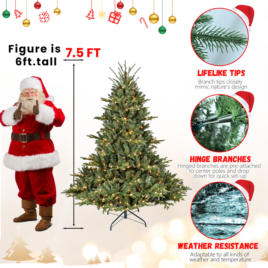 Natural-Looking Artificial Christmas Tree - Hinged Spruce Douglas Fir, PE+PVC Material, Christmas & New Year Party Decoration