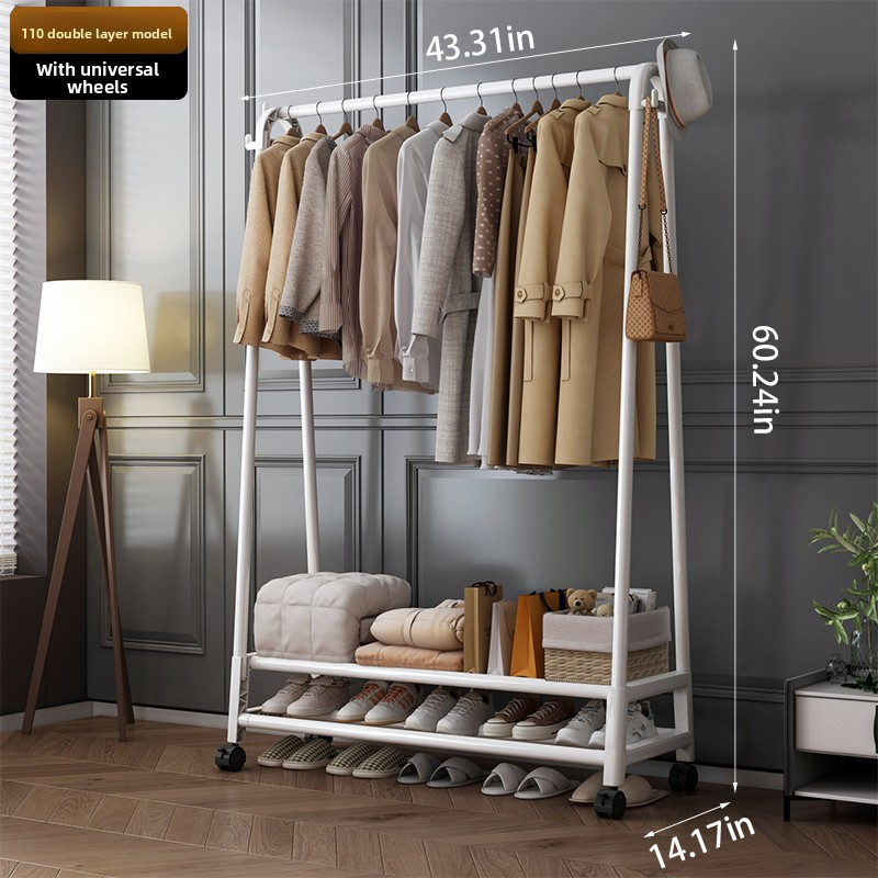 Heavy Duty Clothes Rack, Single Rod Clothing Rack with Wheels, Rolling Garment Rack for Hanging Clothes for Bedroom, Living Room & Boutique