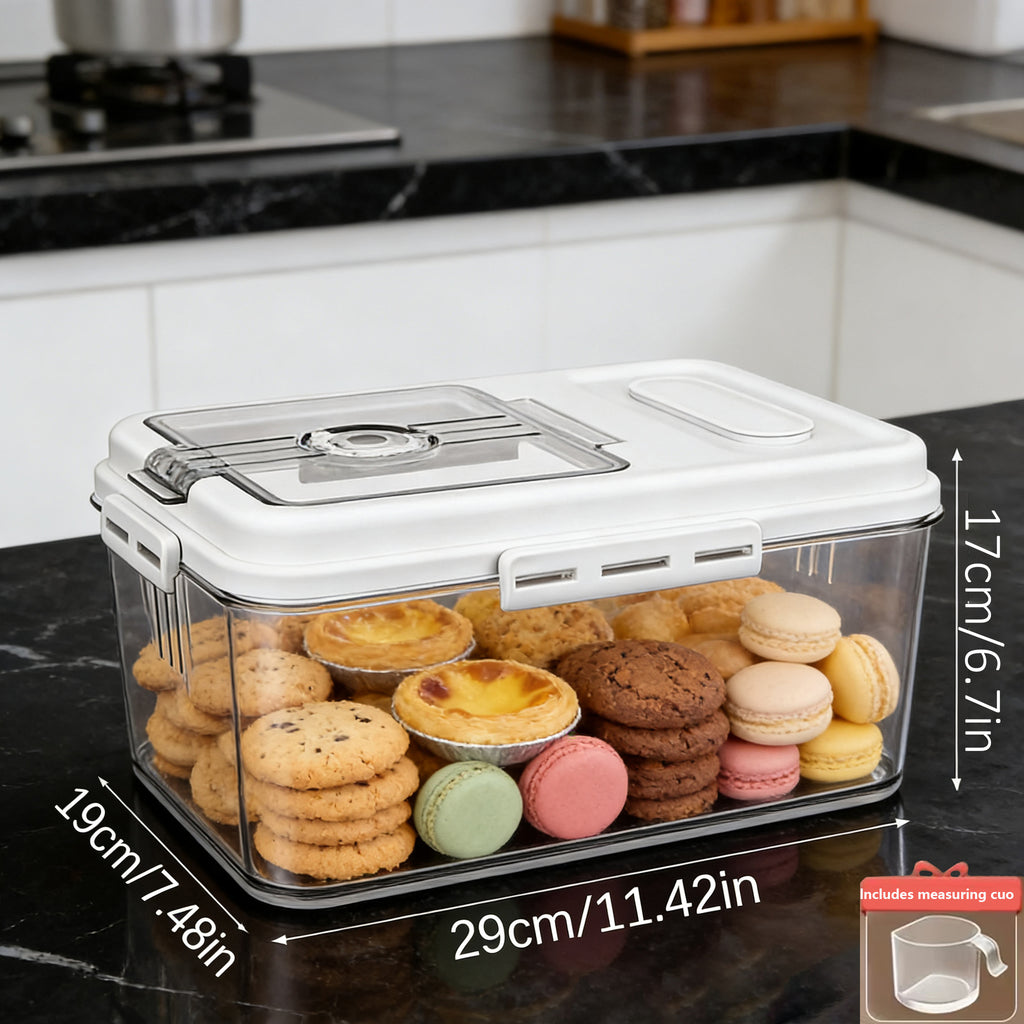 Large Airtight Bread Storage Container with Time Recording Lid, Bread Box for Kitchen Countertop, Bread Keeper Holds Loaf, Toast & Cookies