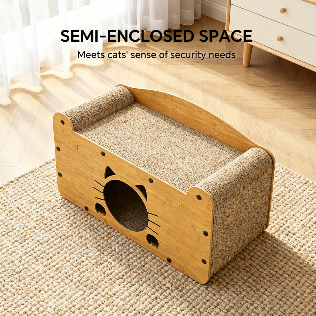 Cat Bed Sofa Large Pet Board Cartoon Bed with Dangling Pendant Cat Sleep Bed Kitten Sofa