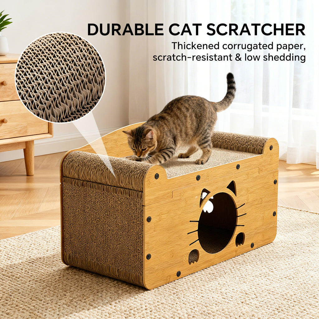Cat Bed Sofa Large Pet Board Cartoon Bed with Dangling Pendant Cat Sleep Bed Kitten Sofa