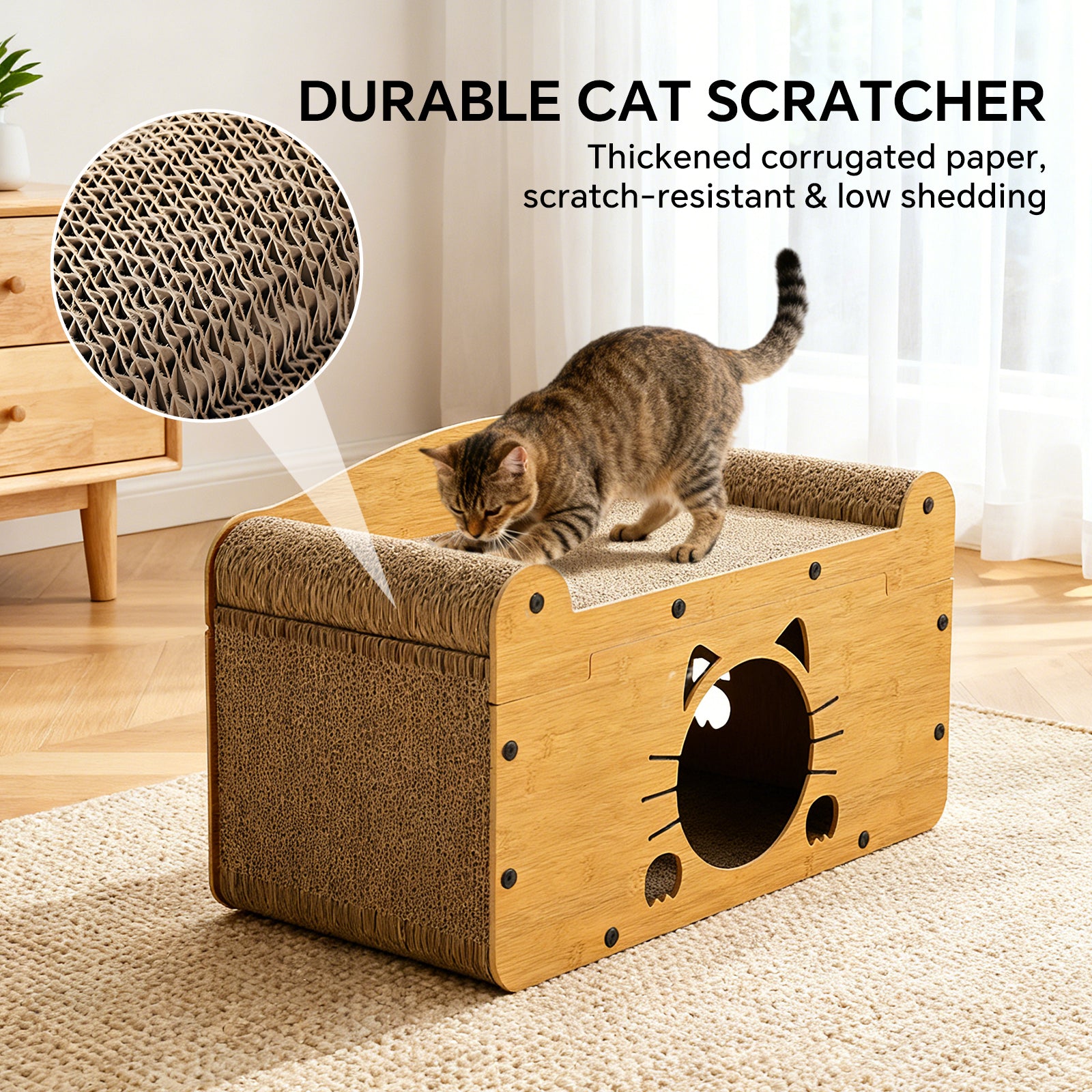 Cat Bed Sofa Large Pet Board Cartoon Bed with Dangling Pendant Cat Sleep Bed Kitten Sofa
