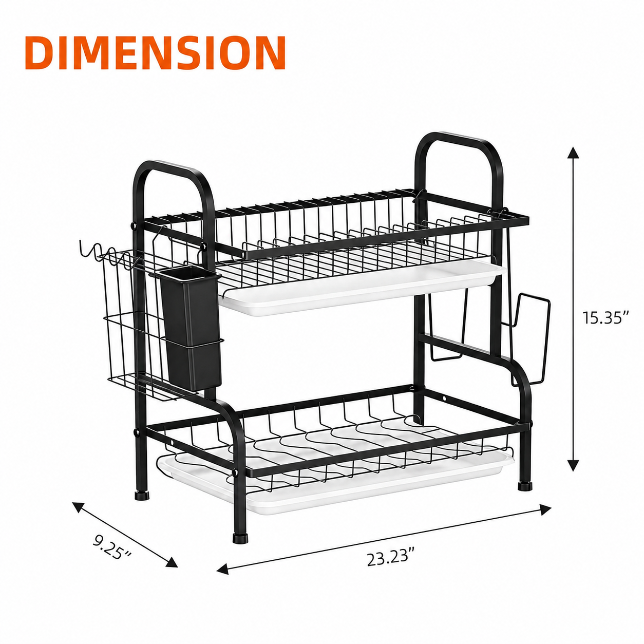 2 Tier Dish Drying Racks with Drainboard,Large Capacity Stainless Steel Dish Racks for Kitchen Counter,Kitchen Sink Organizer for Dishes,Utensils& Fork Knives,Cutting Boards Storage