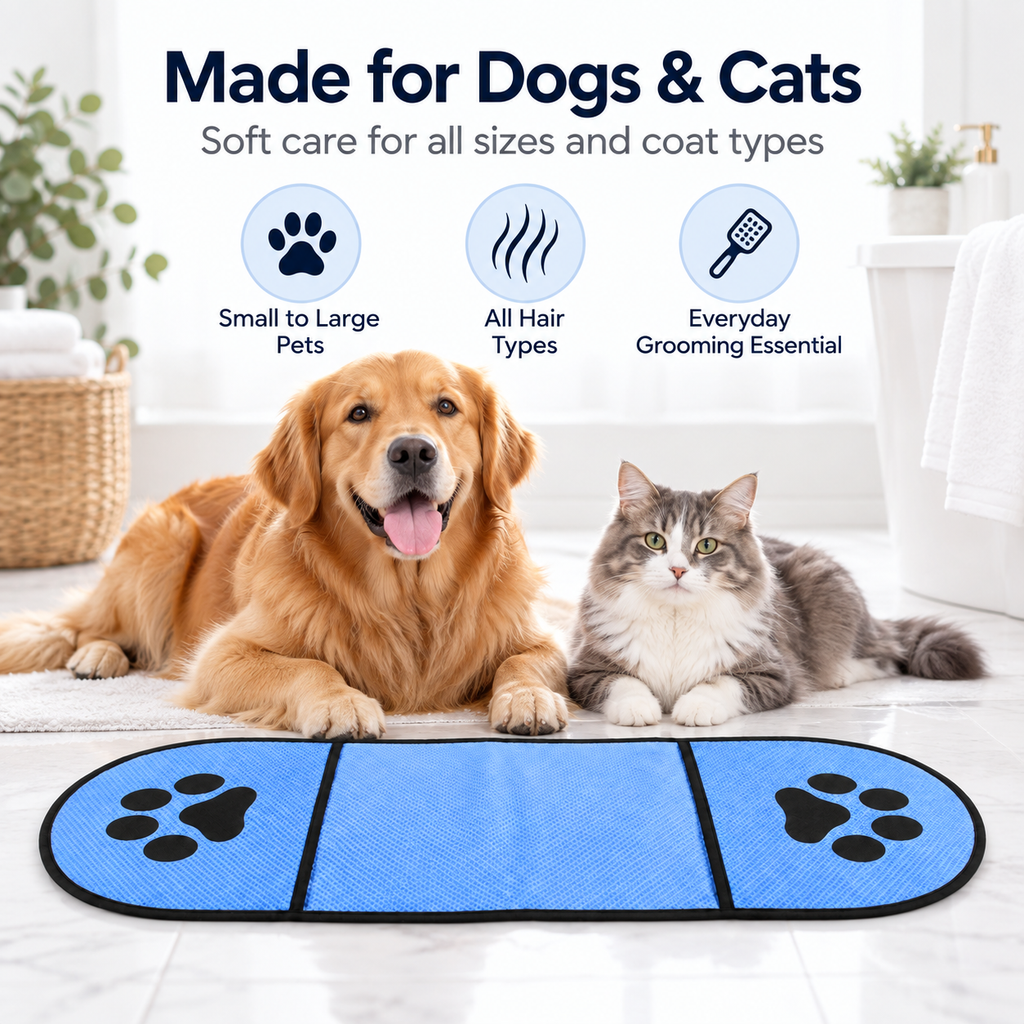Quick-Drying Microfiber Pet Towel with Dual Hand Pockets, Super Absorbent Grooming Bath Towel for Dogs & Cats, 25.6 in