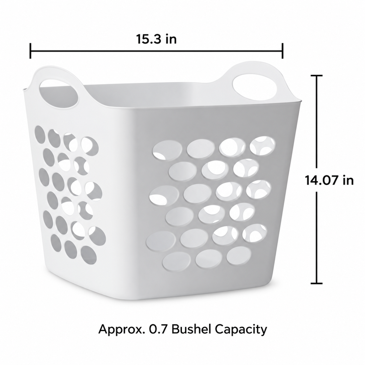 4-Pack Plastic Laundry Baskets with Handles, 0.7 Bushel Flexible Ventilated Hampers for Clothes & Home Storage, White