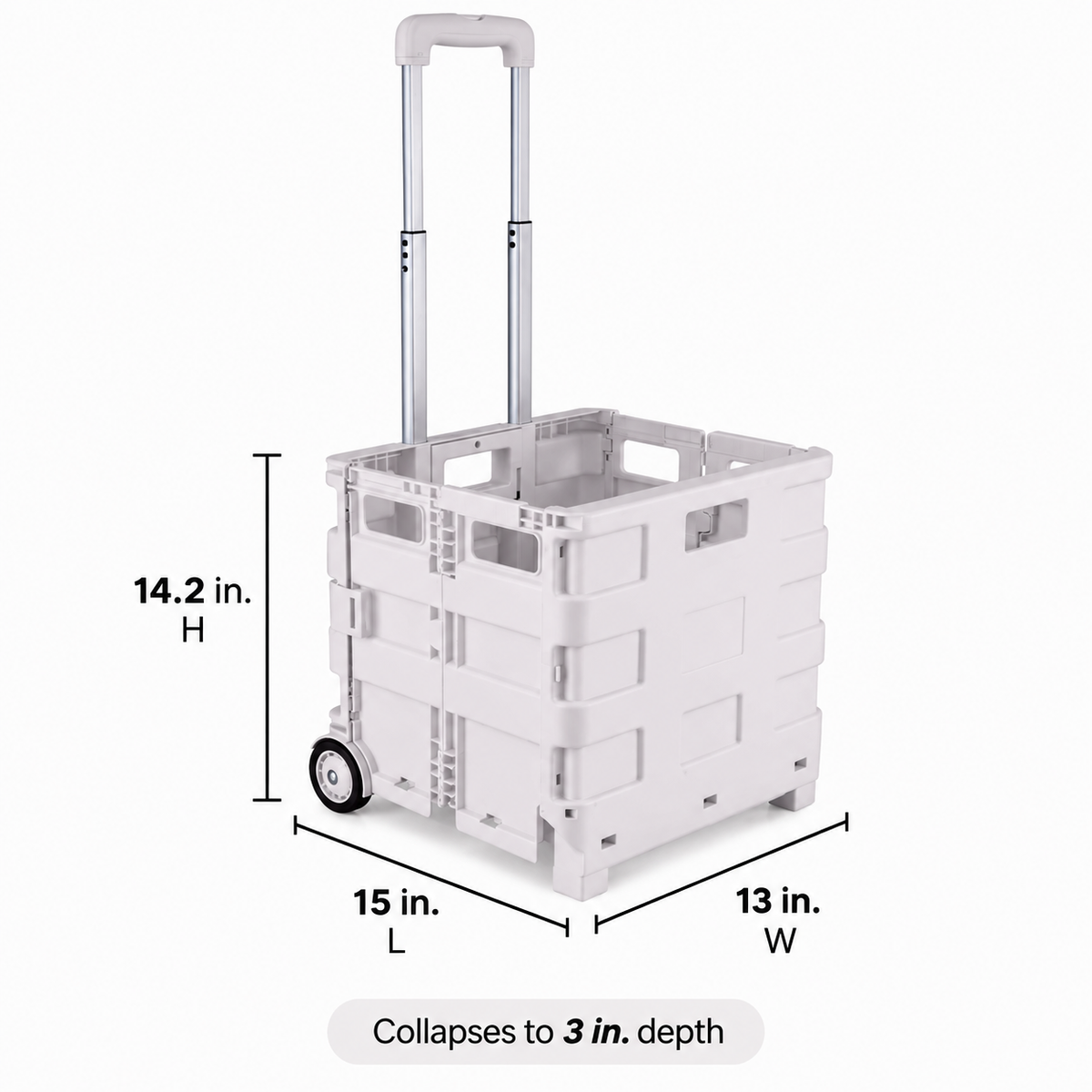 Collapsible Utility Rolling Cart with Wheels, 55 lb Capacity, Adjustable Handle, Foldable Storage Cart