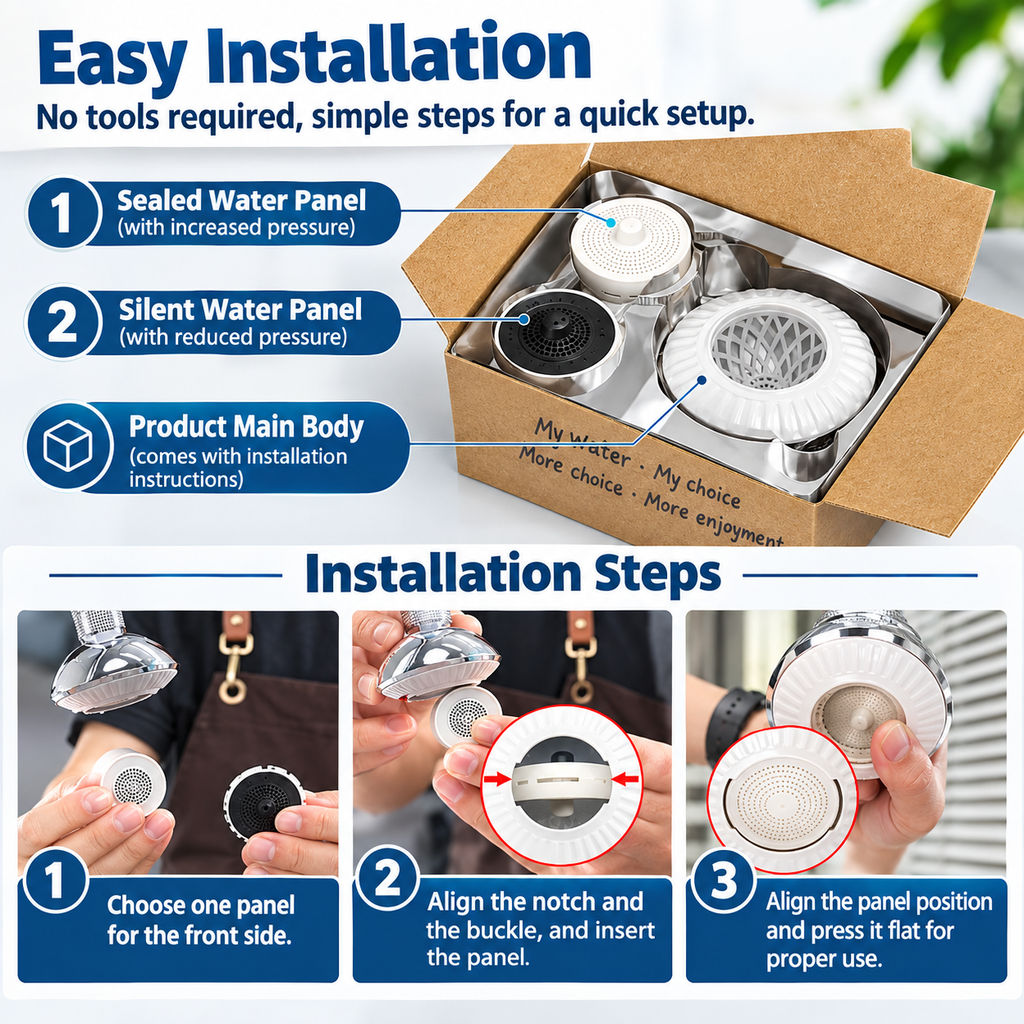 360° Swivel Faucet Aerator & Sink Sprayer, Anti-Splash Faucet Extender with Interchangeable Spray Plates, 5 Adapters, Fits Most Taps