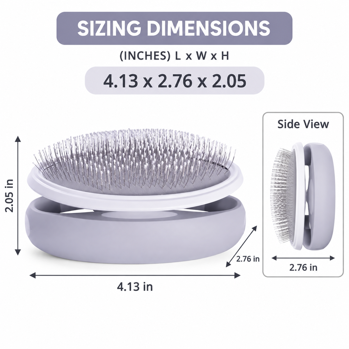 Swivel Pet Grooming Slicker Brush with Air Cushion, Rotating Handle & Metal Pins for Dogs and Cats, 4.13" Gray