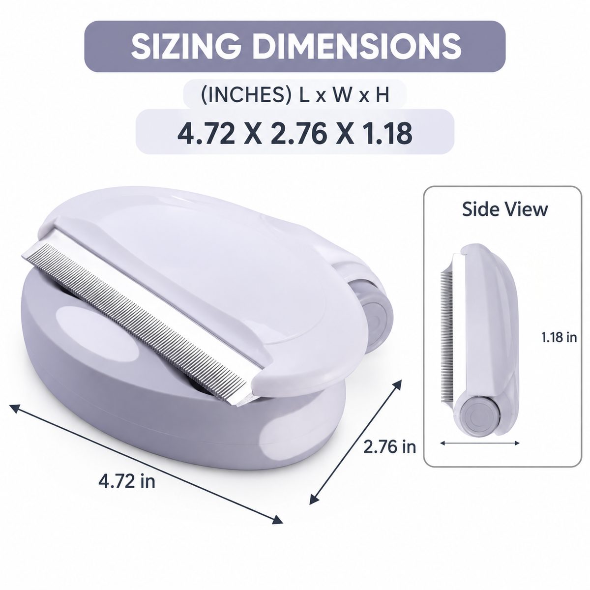 Pet Deshedding Grooming Comb with Swivel Handle, Stainless Steel Blade, Adjustable Grip, Lavender