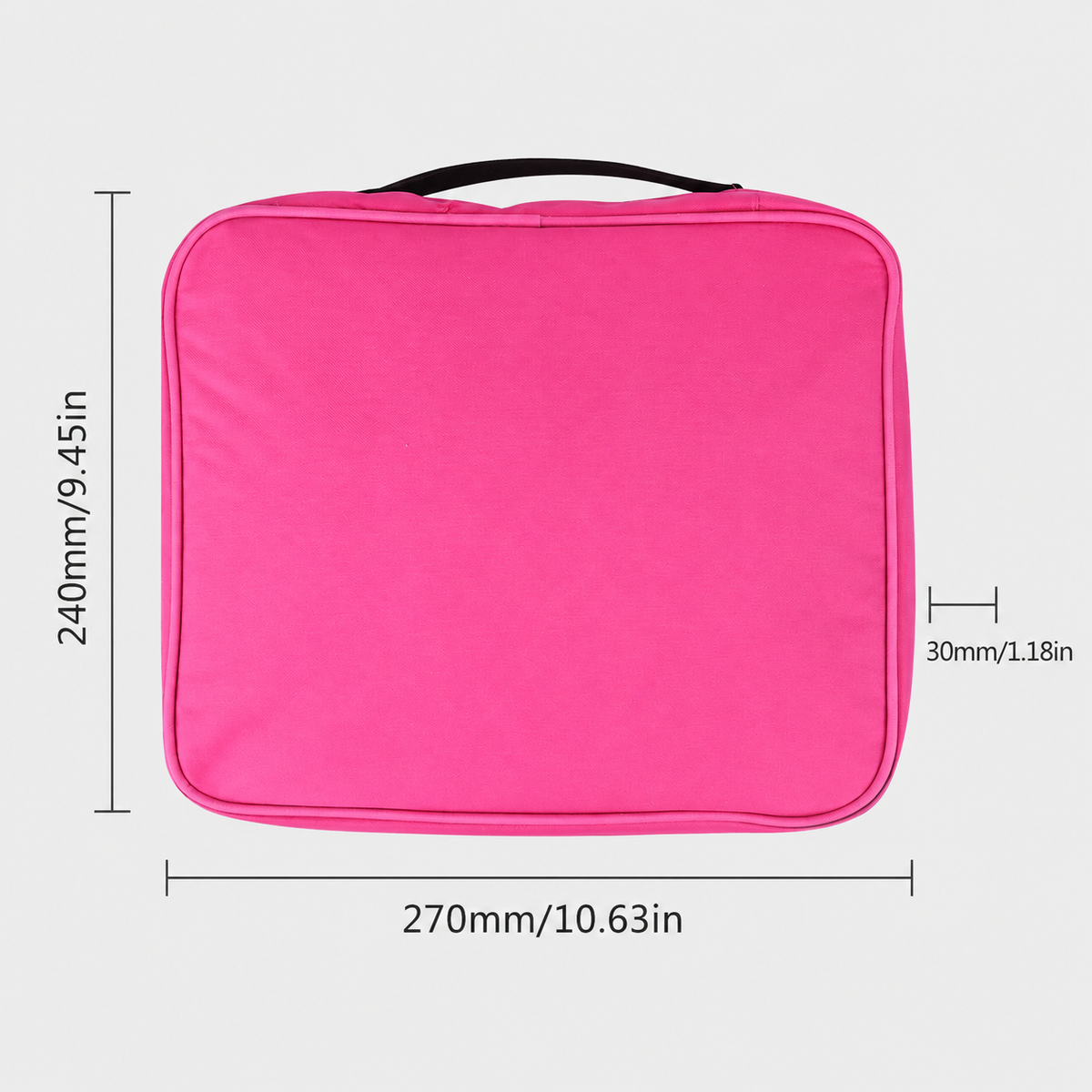 Pink Travel Makeup Bag with Adjustable Dividers & Brush Holders, Waterproof Portable Cosmetic Toiletry Organizer Case for Women