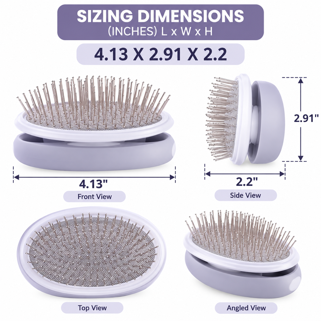 Swivel Pet Grooming Pin Brush with Air Cushion, Adjustable Handle for Dogs & Cats, 4.13 x 2.91 x 2.2 in
