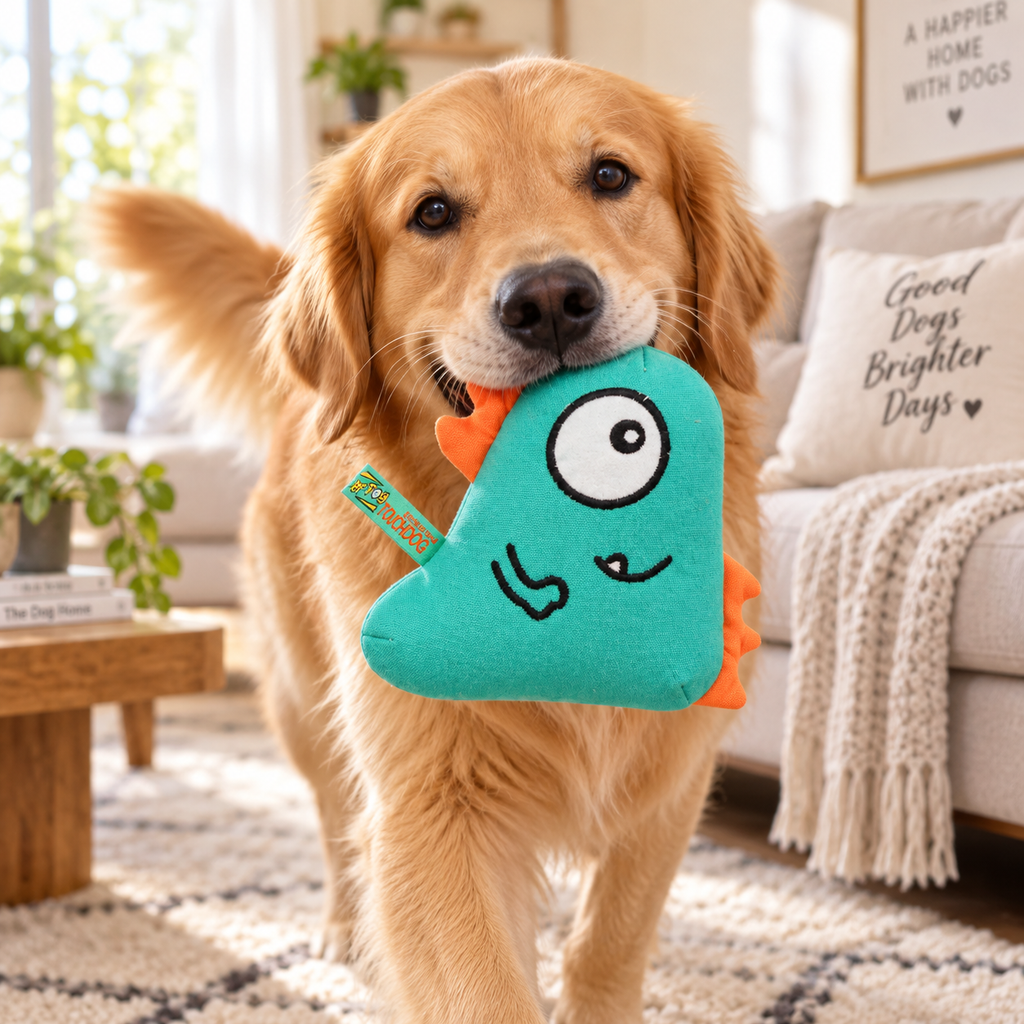 Cartoon Monster Plush Dog Toy, Soft Squeaky Chew Toy for Small & Medium Dogs