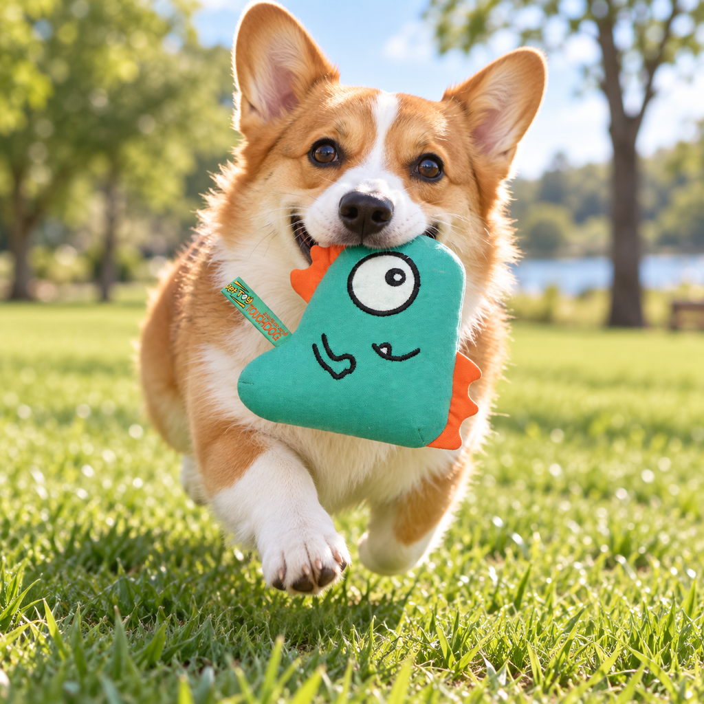 Cartoon Monster Plush Dog Toy, Soft Squeaky Chew Toy for Small & Medium Dogs