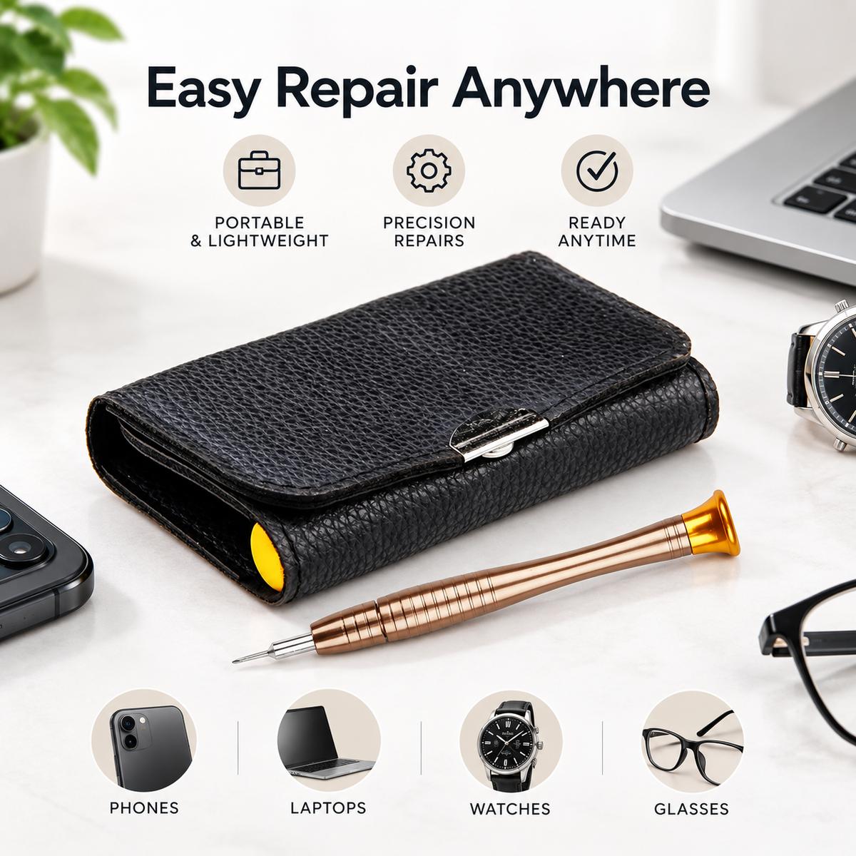 25-in-1 Precision Screwdriver Set with Portable Storage Case, Compact Multi-Bit Repair Tool for Phones, Laptops, Watches & Glasses
