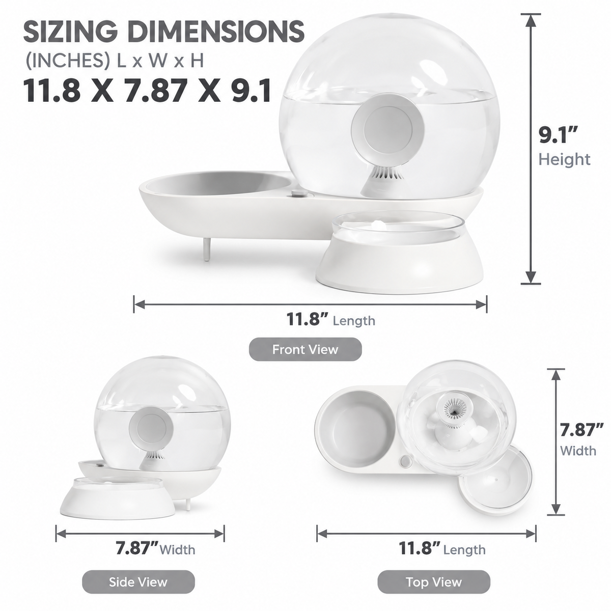 2-in-1 Pet Water Dispenser and Food Bowl with Filter, Gravity Water Feeder for Cats and Dogs