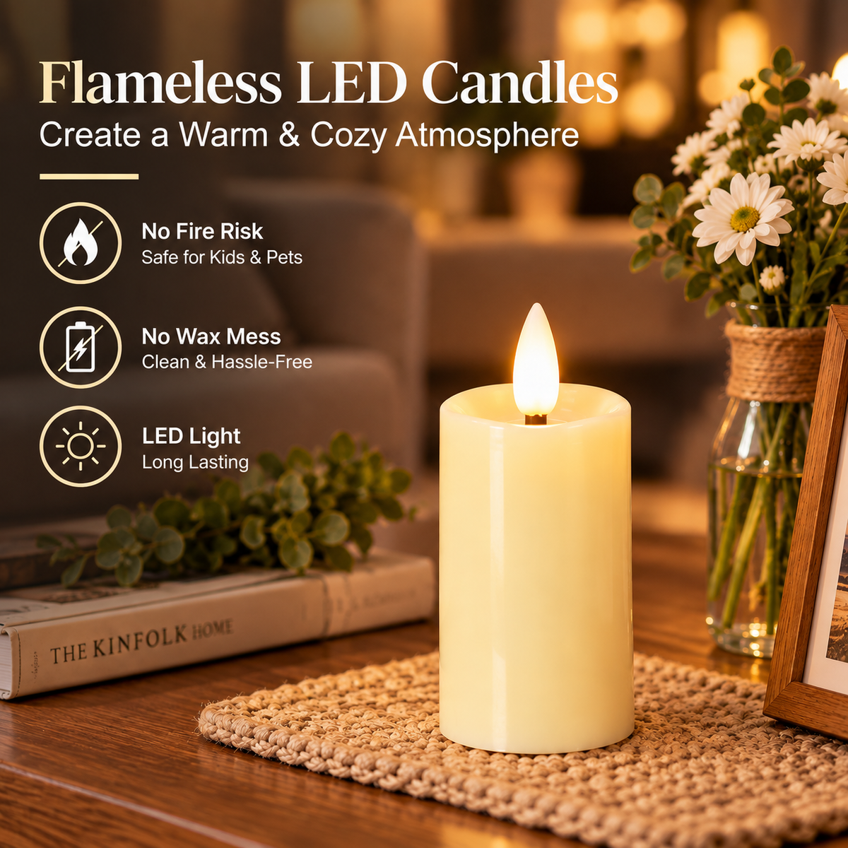 10-Pack 3.15in Flameless LED Votive Candles with Remote and Timer, Battery Operated Flickering Warm White Lights for Christmas, Wedding, Party and Home Decor