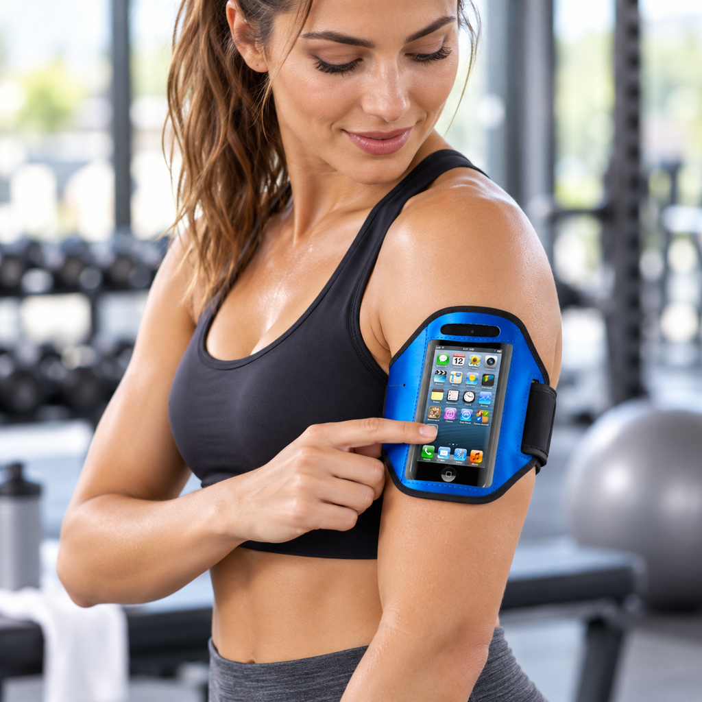 Adjustable Phone Armband for Running, Sports Phone Holder for Phones Under 4", Blue