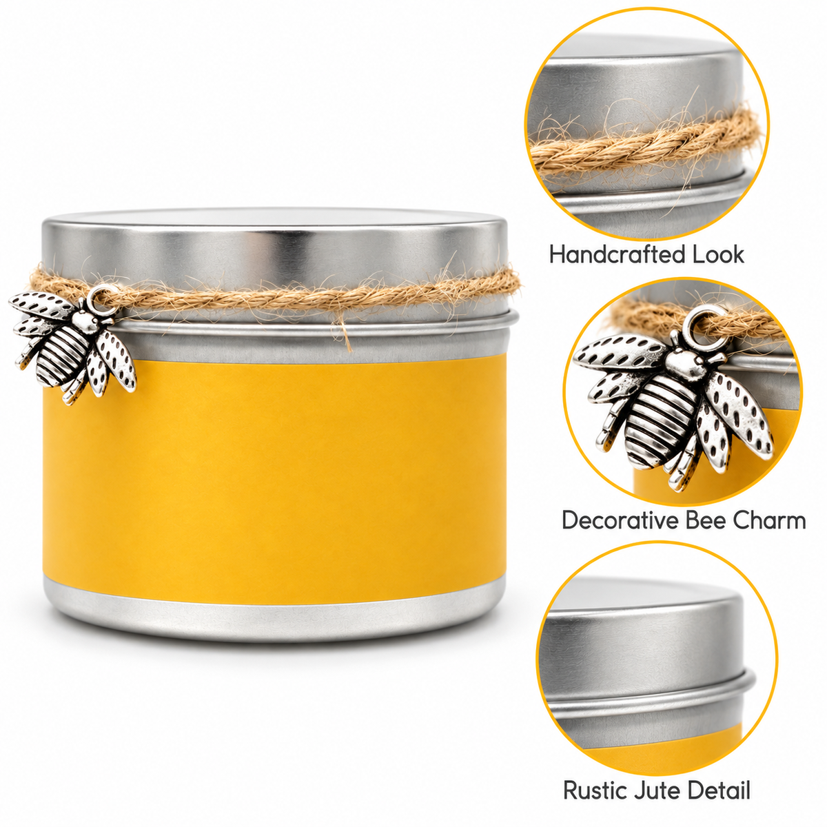 Natural Beeswax Candle with Coconut Oil, Handcrafted Single Wick Tin Candle, No Added Fragrance, Up to 30 Hour Burn Time