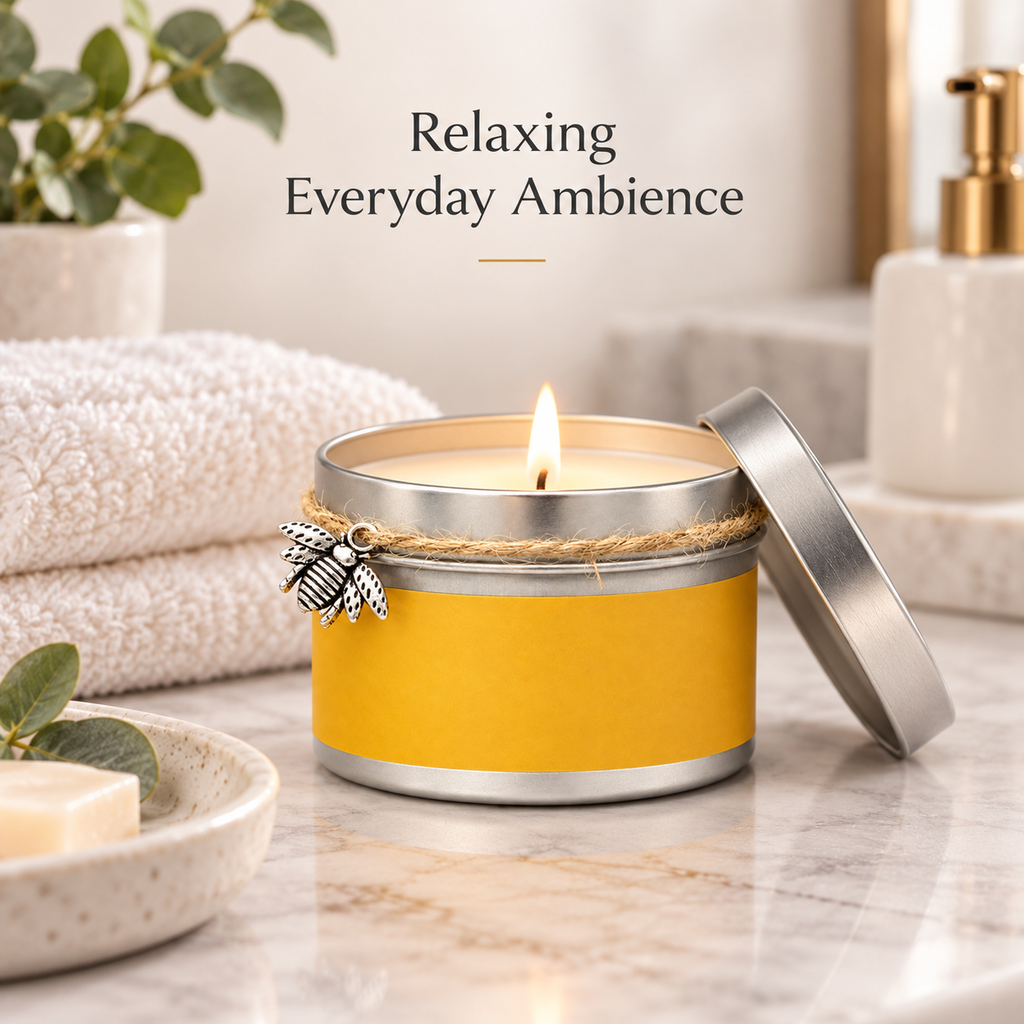 Natural Beeswax Candle with Coconut Oil, Handcrafted Single Wick Tin Candle, No Added Fragrance, Up to 30 Hour Burn Time