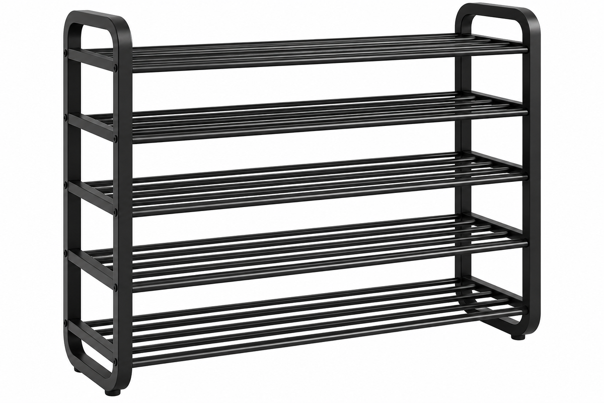 5-Tier Shoe Rack Organizer, Wide Metal Shoe Storage Shelf for Entryway, Closet & Bedroom, Black