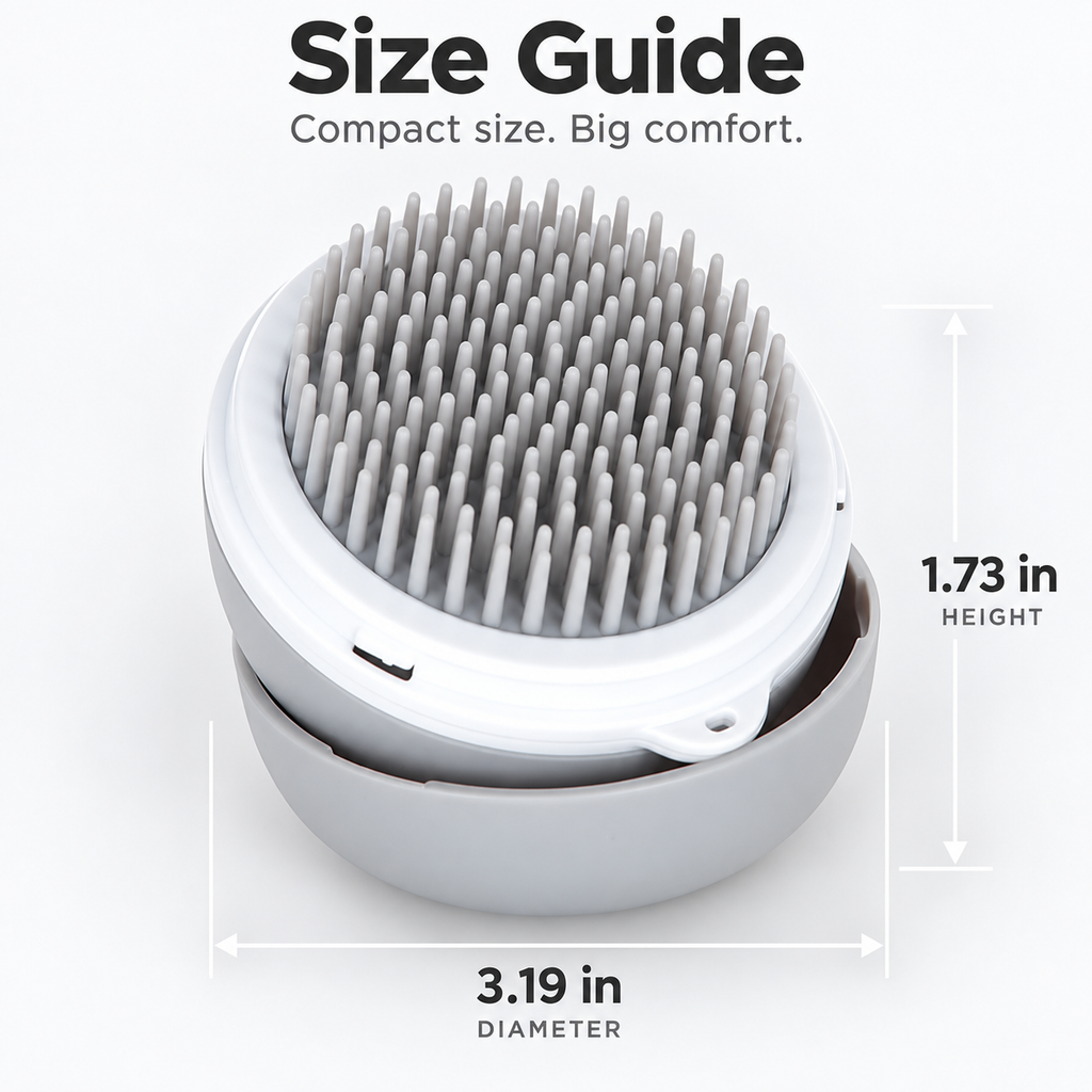 3-in-1 Portable Pet Grooming Brush & Comb Set, Dual-Sided Brush with Storage Case and Wrist Strap for Dogs & Cats, Gray
