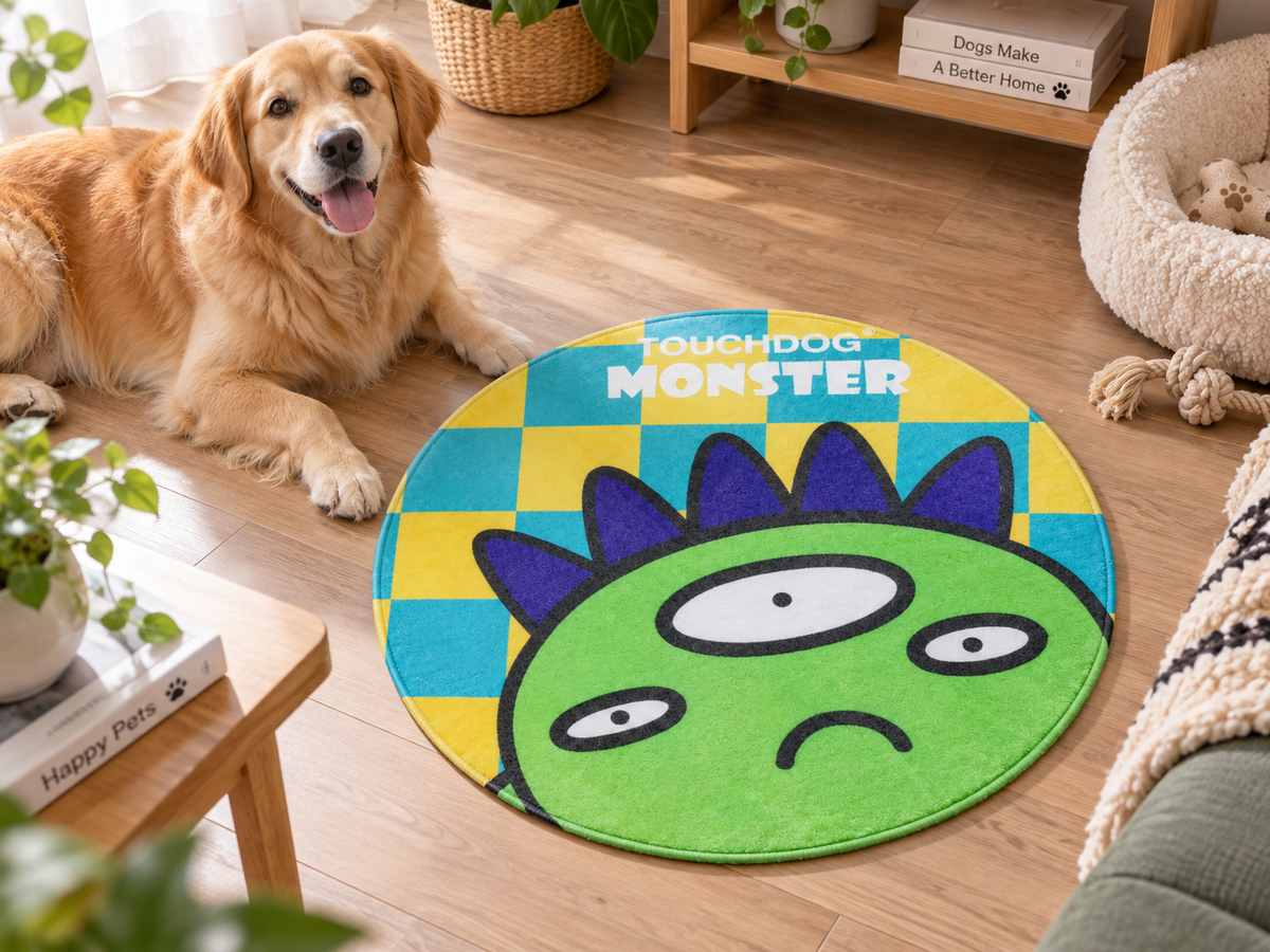 Round Plush Pet Mat for Dogs & Cats, Cartoon Monster Indoor Accent Rug, Soft Cozy Floor Mat, 26 x 26 x 1 in
