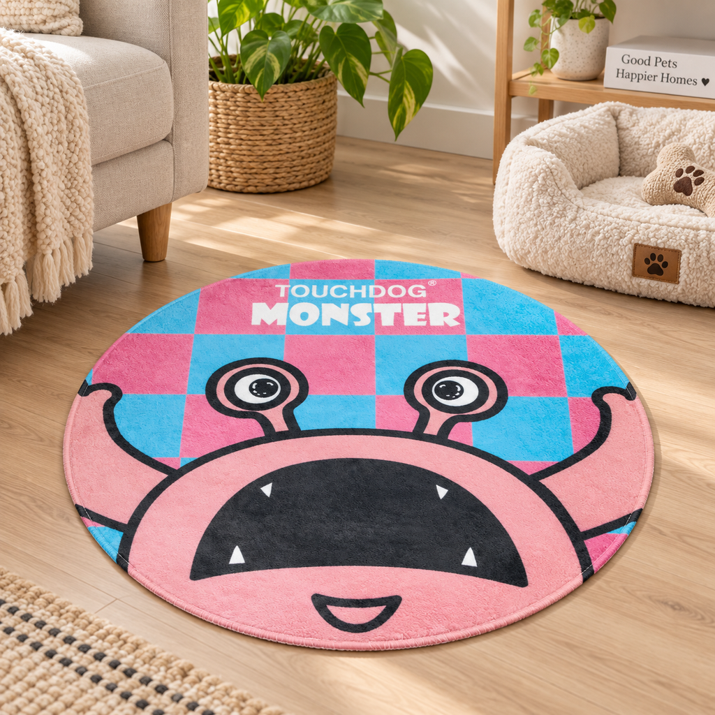 Round Plush Pet Mat for Dogs & Cats, Soft Indoor Floor Rug with Cute Cartoon Print, 26 x 26 x 1 in, One Size