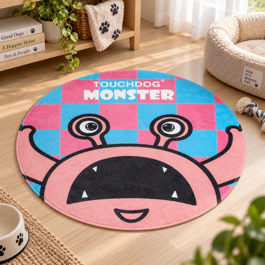 Round Plush Pet Mat for Dogs & Cats, Soft Indoor Floor Rug with Cute Cartoon Print, 26 x 26 x 1 in, One Size