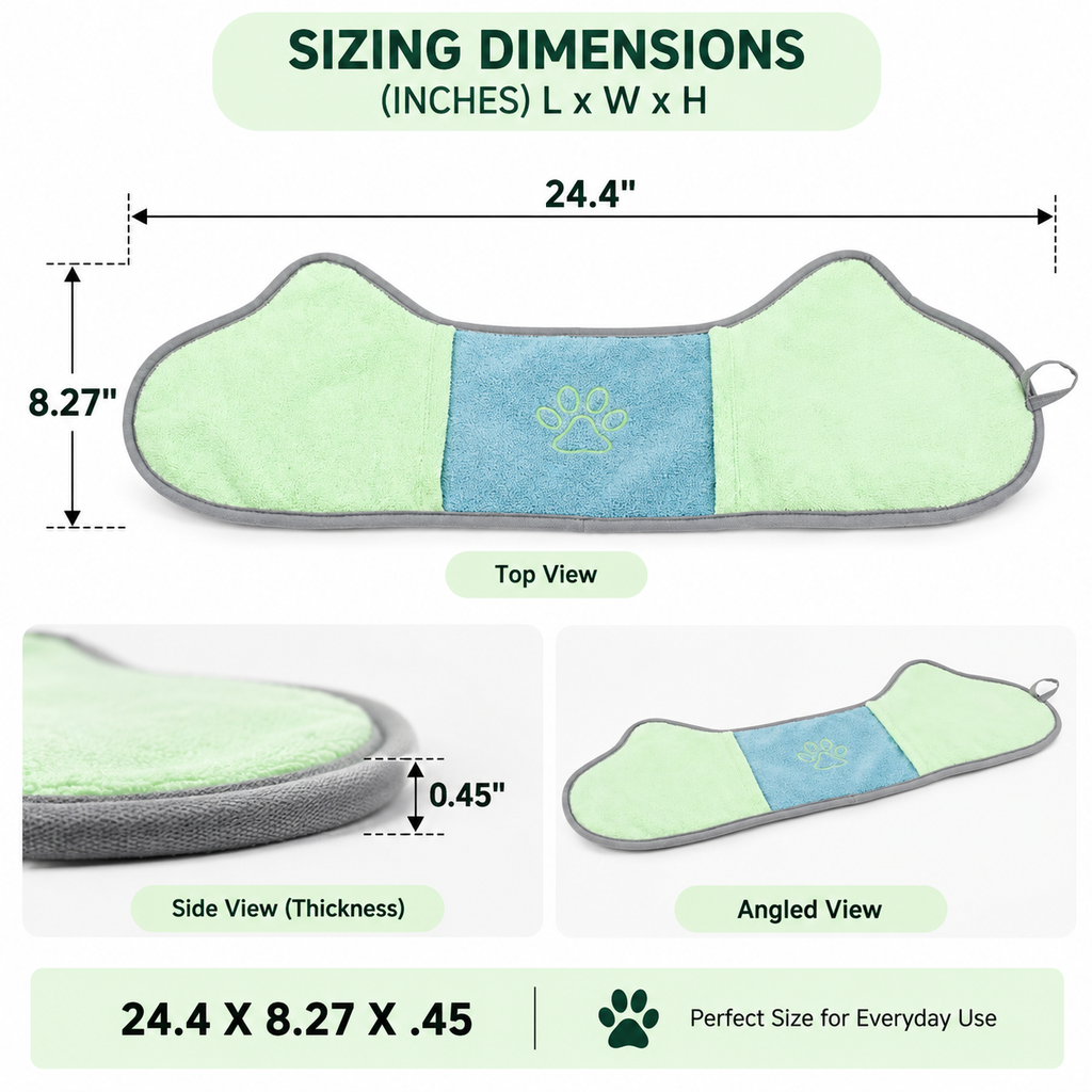 2-in-1 Pet Grooming Towel & Brush, Microfiber Drying Mitt with Built-In Grooming Brush for Dogs & Cats, 24.4 x 8.27 in