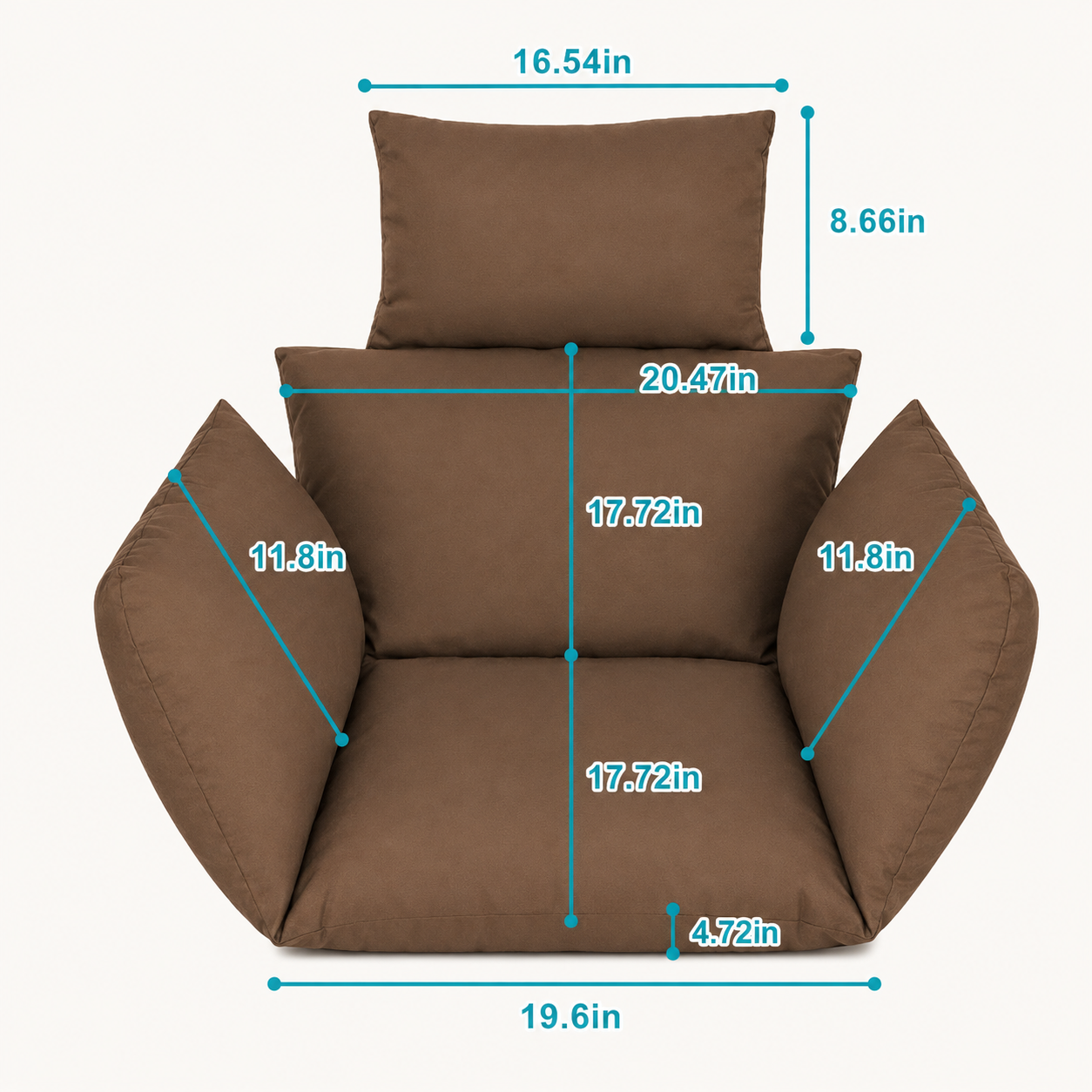Egg Chair Cushion with Headrest, Thick Padded Hanging Swing Chair Pad with Removable Washable Cover, Wine Red
