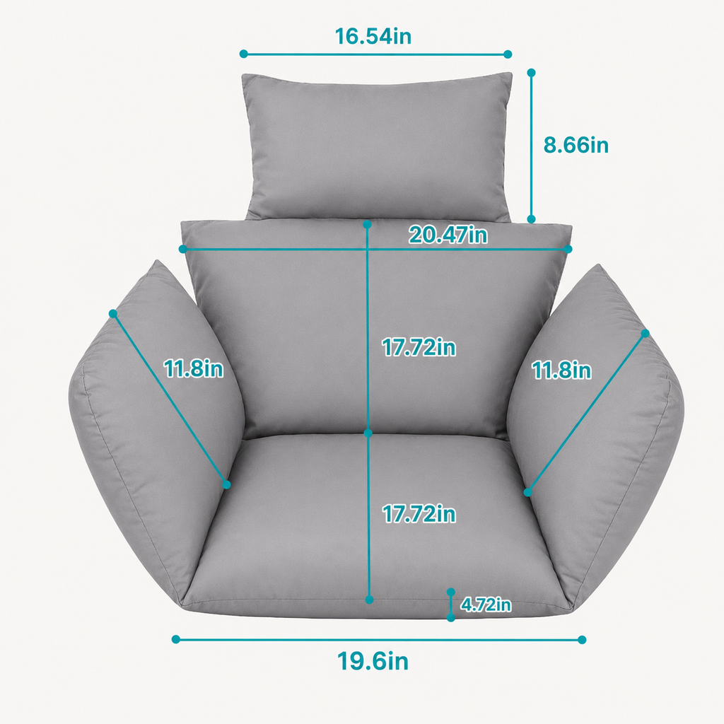 Egg Chair Cushion with Headrest, Thick Padded Hanging Swing Chair Pad with Removable Washable Cover, Wine Red