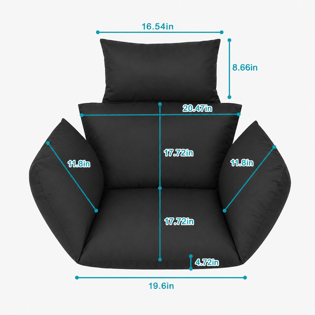 Egg Chair Cushion with Headrest, Thick Padded Hanging Swing Chair Pad with Removable Washable Cover, Wine Red