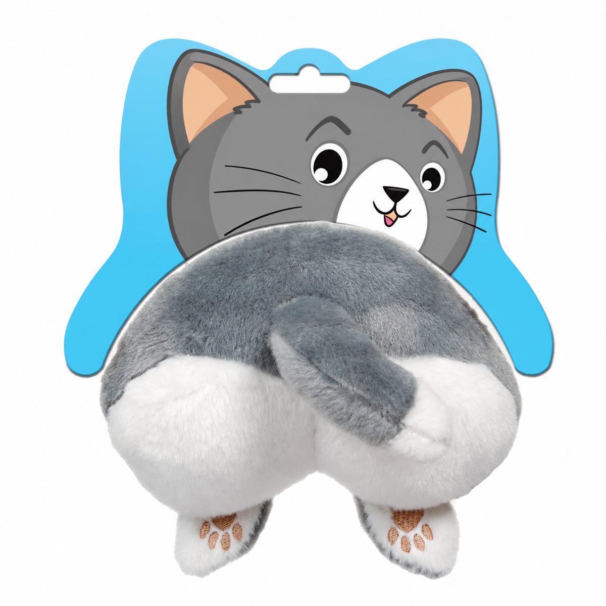 3-Pack Cat Plush Dog Toys, Soft Polyester Squeaky Interactive Pet Toys with Poof Sound, Gray & White, 6"