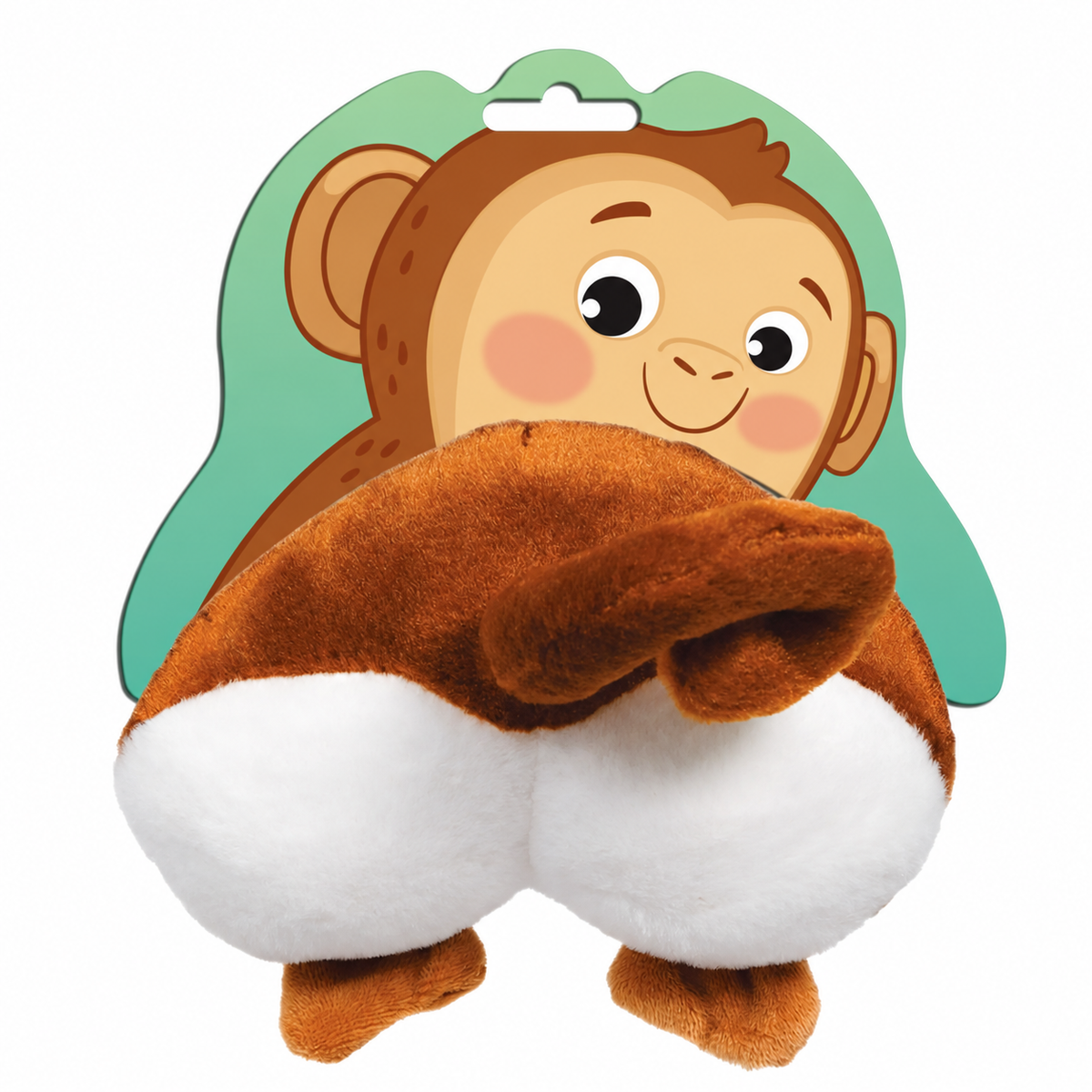 3-Pack 6-Inch Monkey Plush Dog Toys, Soft Polyester Interactive Sound Toys with Poof Sound, Brown & White