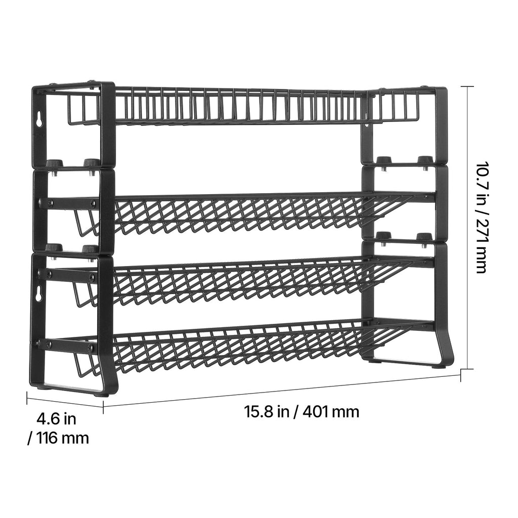 4-Tier Detachable Spice Rack Organizer, Stackable Metal Seasoning Storage Rack for Countertop, Cabinet & Pantry, Black, 15.8"