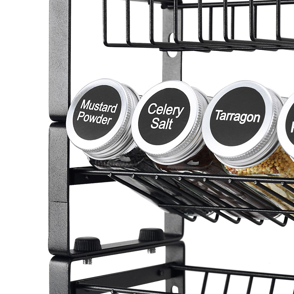 4-Tier Detachable Spice Rack Organizer, Stackable Metal Seasoning Storage Rack for Countertop, Cabinet & Pantry, Black, 15.8"