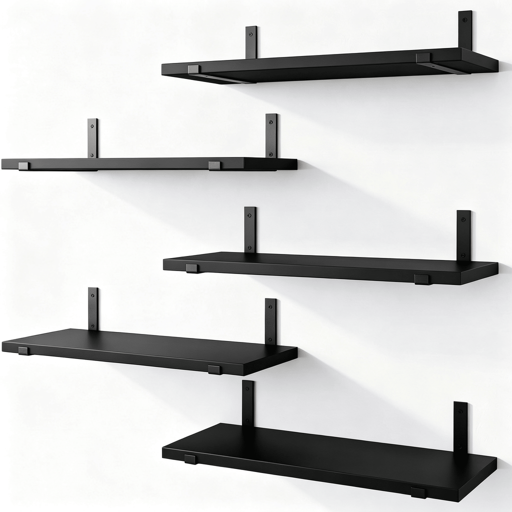 5pc Rustic Wood Corner Wall Shelves with Triangle Brackets, Espresso Brown, 16.1"x11.4"