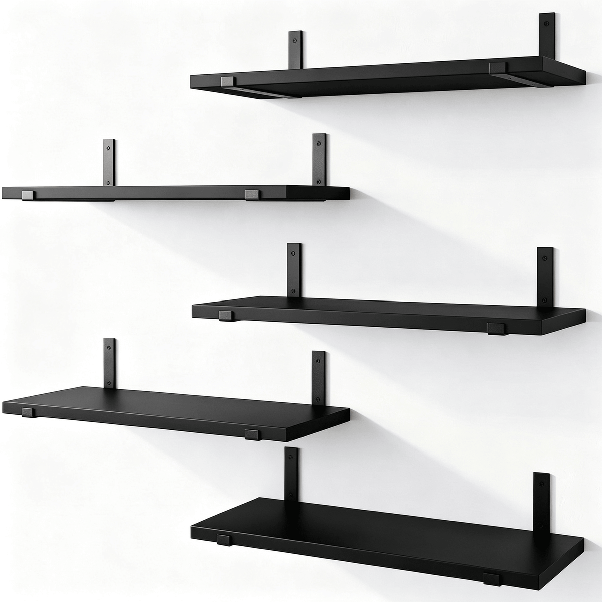 5pc Rustic Wood Corner Wall Shelves with Triangle Brackets, Espresso Brown, 16.1"x11.4"