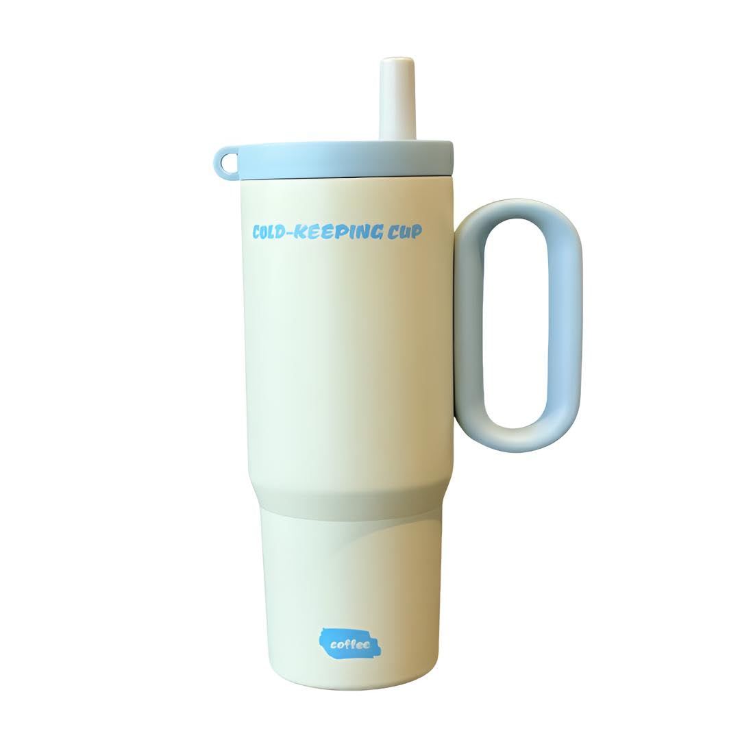 24oz Insulated Stainless Steel Tumbler with Handle & Straw, Tea Infuser, 2-in-1 Lid and Dust Cover