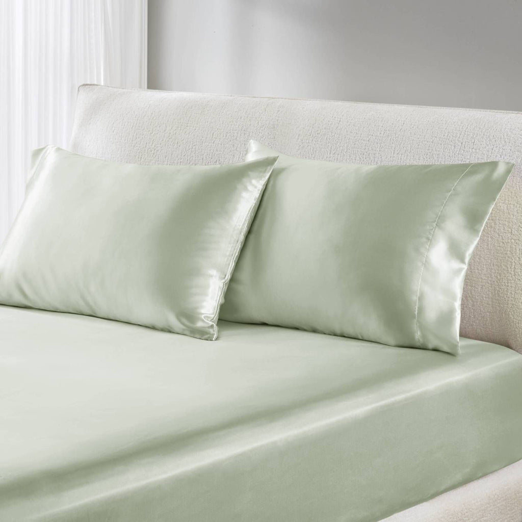 2-Pack King Satin Pillowcases 20" x 40" – Silky Wrinkle-Resistant Pillow Covers, Sage Green