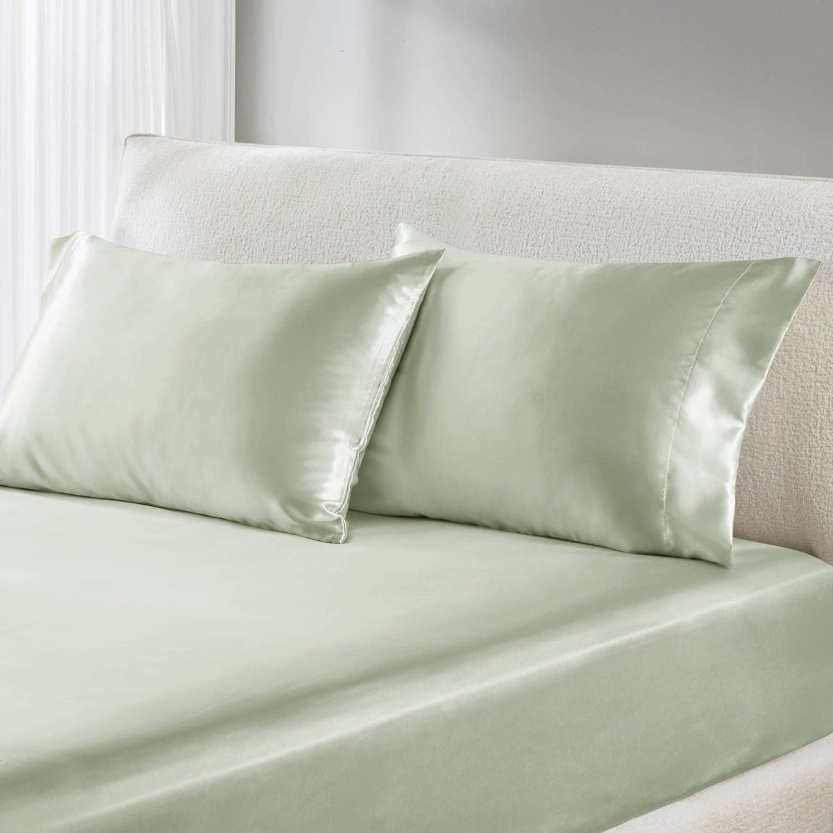 2-Pack King Satin Pillowcases 20" x 40" – Silky Wrinkle-Resistant Pillow Covers, Sage Green