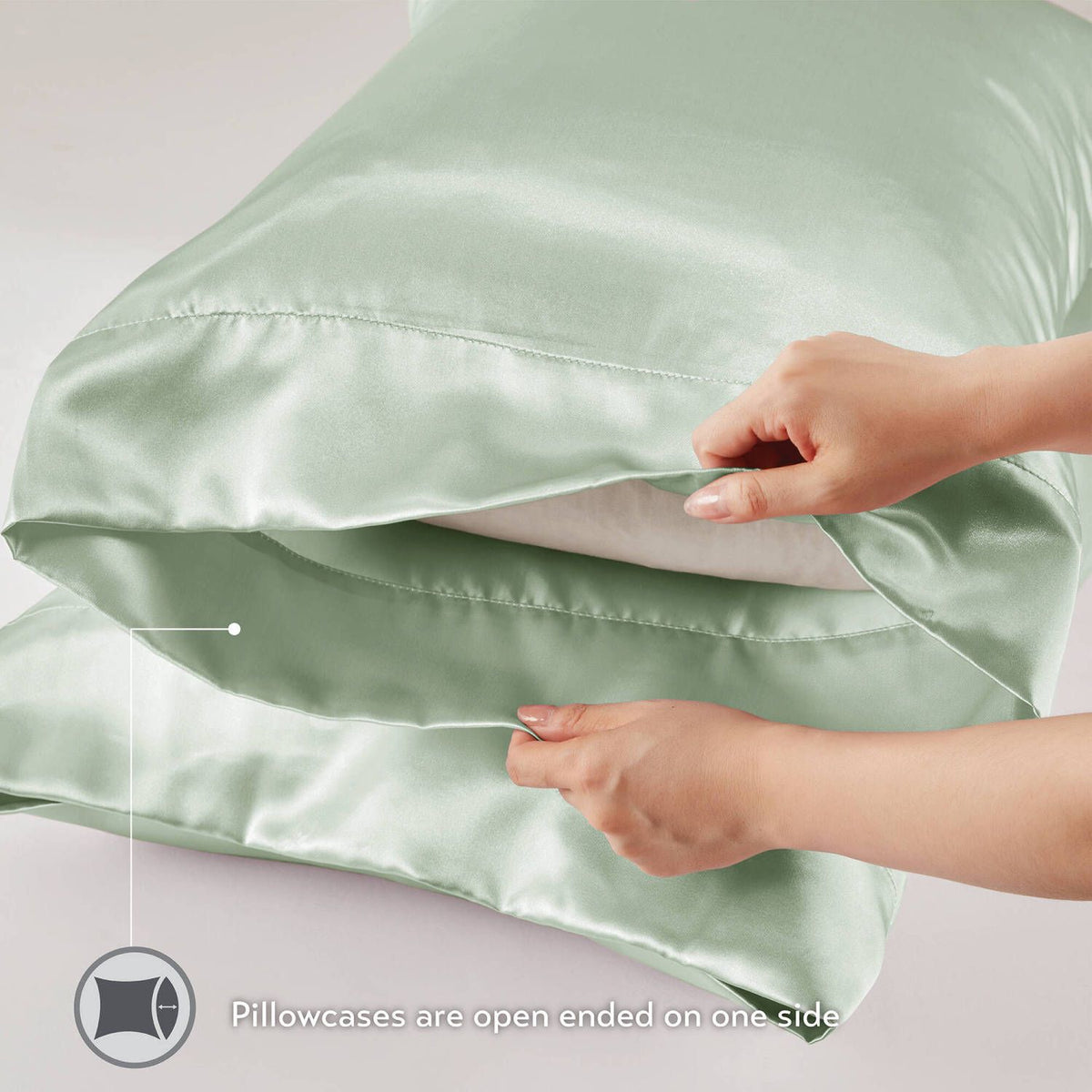 2-Pack King Satin Pillowcases 20" x 40" – Silky Wrinkle-Resistant Pillow Covers, Sage Green