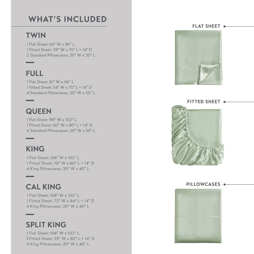 2-Pack King Satin Pillowcases 20" x 40" – Silky Wrinkle-Resistant Pillow Covers, Sage Green