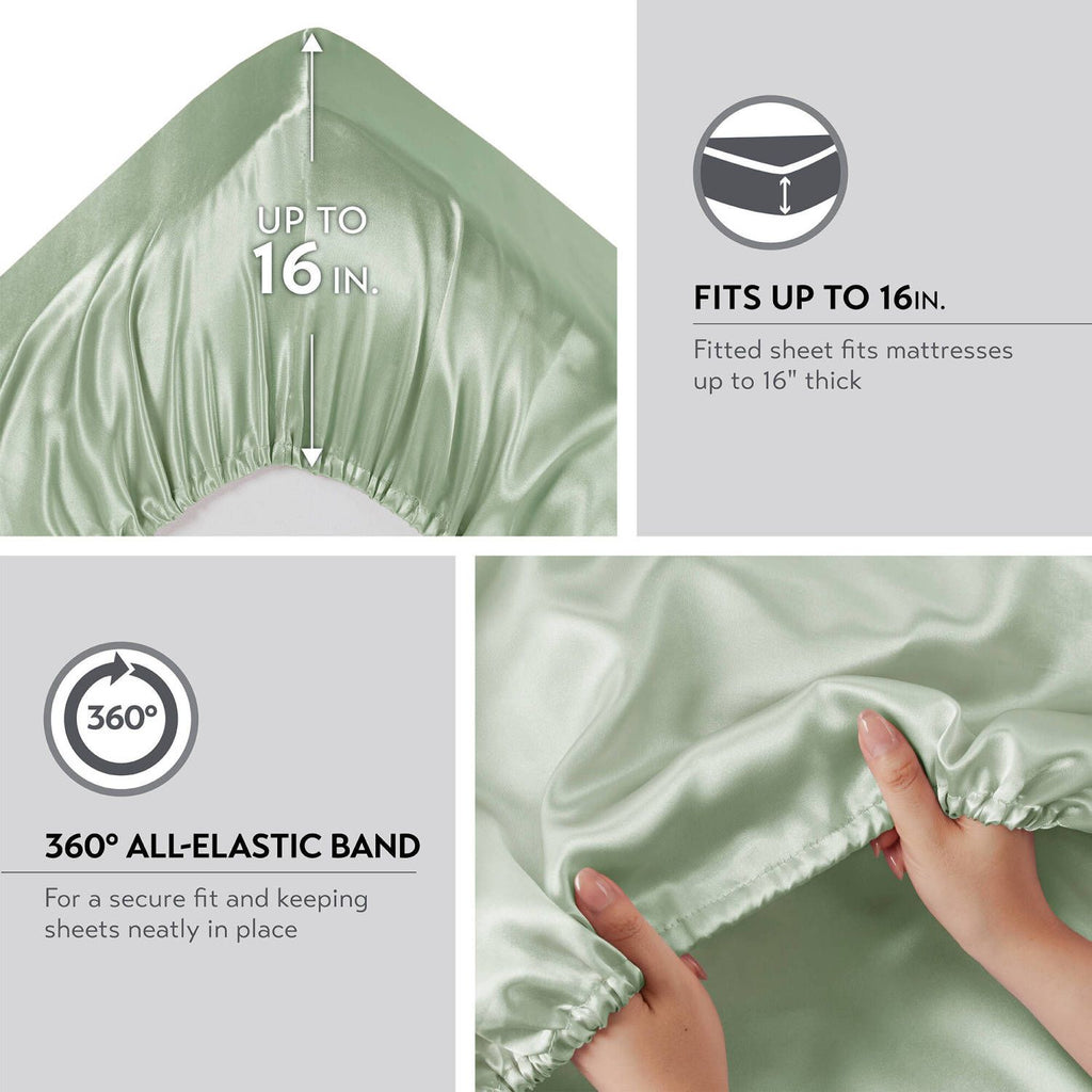 2-Pack King Satin Pillowcases 20" x 40" – Silky Wrinkle-Resistant Pillow Covers, Sage Green