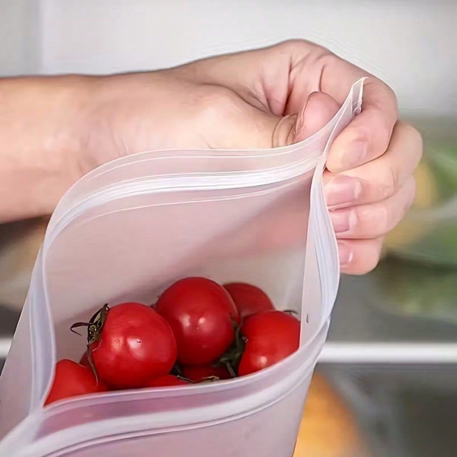 8pc Reusable Food Storage Bags, BPA-Free PEVA Leakproof Freezer Bags, 4 Assorted Sizes, Clear