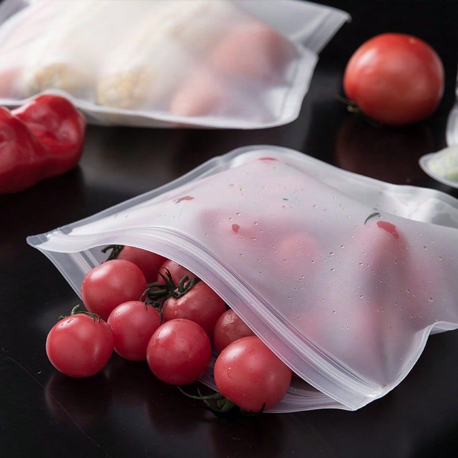 8pc Reusable Food Storage Bags, BPA-Free PEVA Leakproof Freezer Bags, 4 Assorted Sizes, Clear